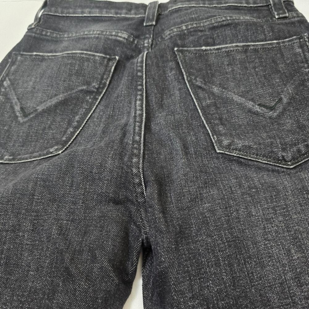 Hudson Holly High Rise Straight Leg Jeans Size 25 Black Split Hem Y2K Vamp Goth - Picture 6 of 13